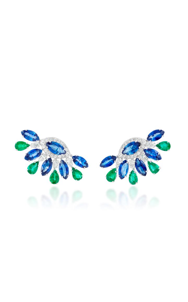 Sutra Sapphire And Emerald Stud Earrings