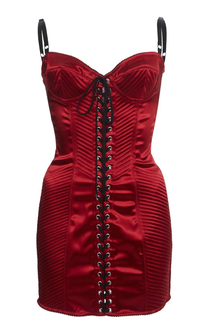Moda Operandi Dolce & Gabbana Lace-up Satin Mini Dress