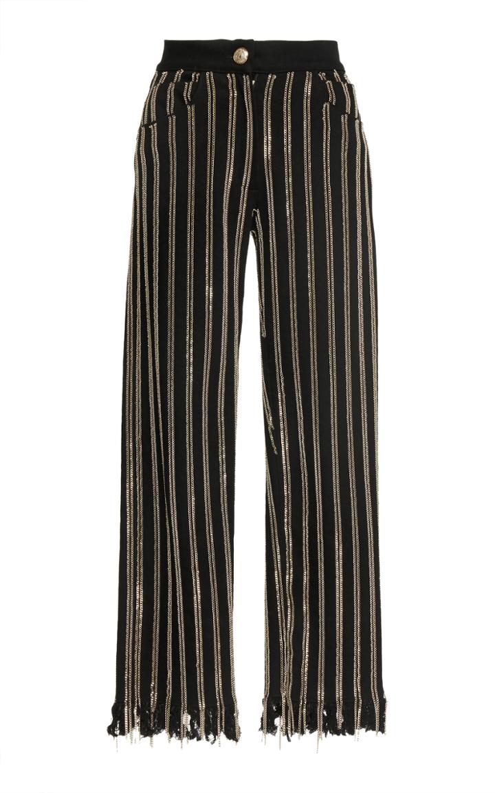 Balmain Striped Chain Trousers
