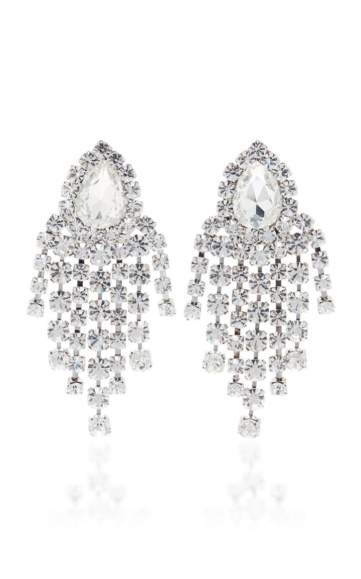 Alessandra Rich Crystal Fringe Clip Earrings