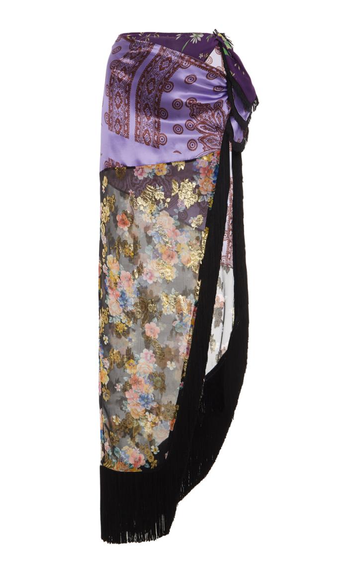 Moda Operandi Attico Printed Fringe Detail Wrap Skirt