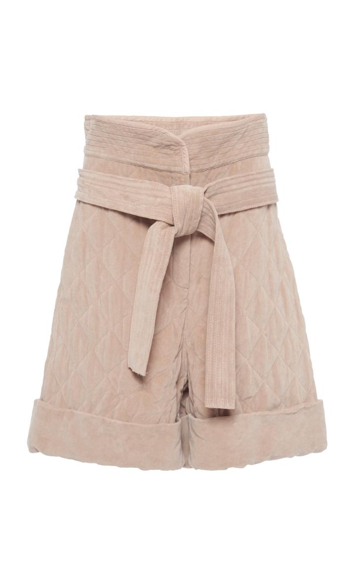 Moda Operandi Philosophy Di Lorenzo Serafini Quilted High-rise Velvet Shorts