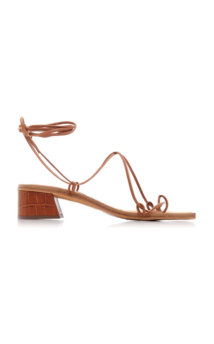 Miista Cimarron Croc-effect Leather Lace-up Sandals