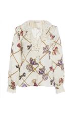Alessandra Rich Bow Print Silk Blouse
