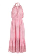 Moda Operandi Nevenka Addicted To Your Light Crochet-detailed Linen Halter Dress