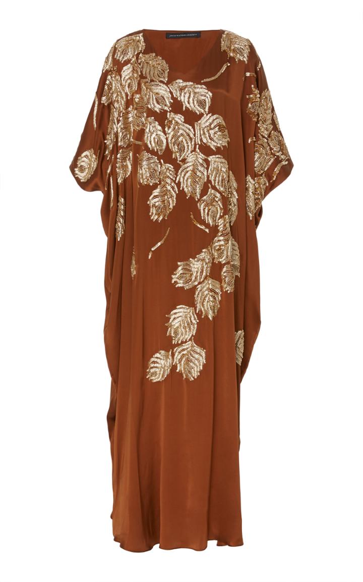 Josie Natori Couture Leaf Embellished Square Caftan