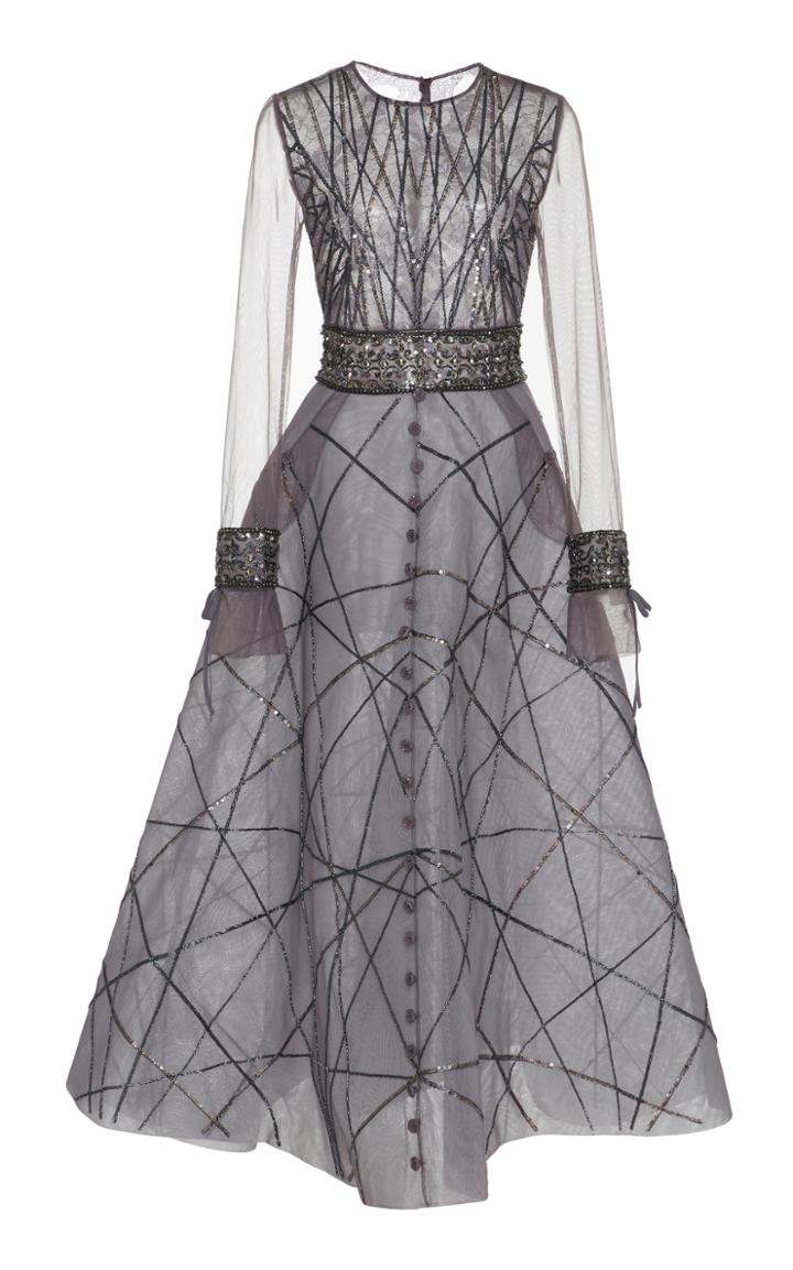Georges Hobeika Bead Embroidered A-line Dress