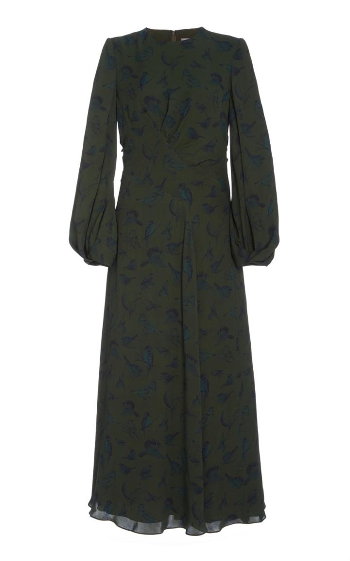 Moda Operandi Lela Rose Balloon Sleeve Printed Midi Dress