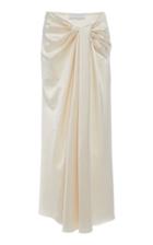 Marina Moscone Draped Satin Midi Skirt