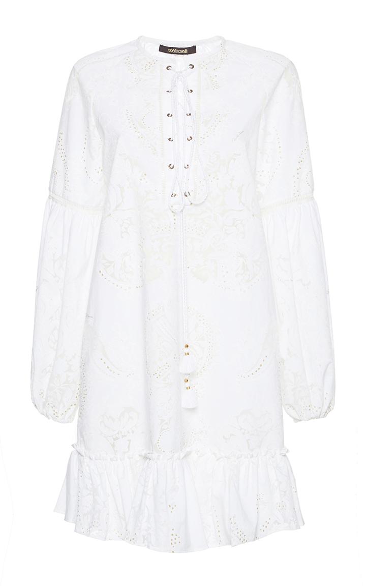 Roberto Cavalli Lace Up Puff Sleeve Dress