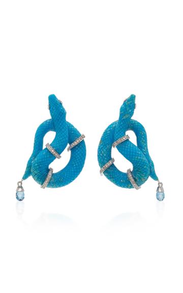 Casa Castro Diamond And Turquoise Snake Earrings