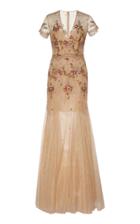Costarellos Speckled Glitter Tulle Godet Dress