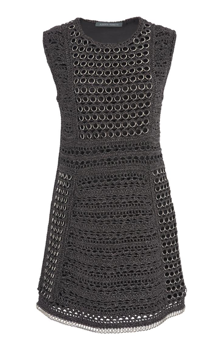 Alberta Ferretti Sleeveless Lurex Chain Link Mini Dress