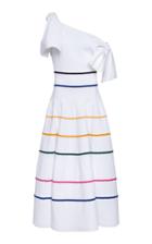 Carolina Herrera Off-the-shoulder Striped Knit-poplin Midi Dress