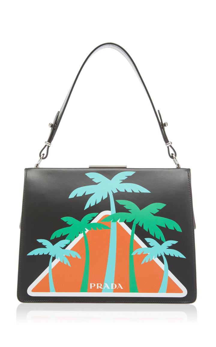 Prada City Calf Top Handle With Palm Trees