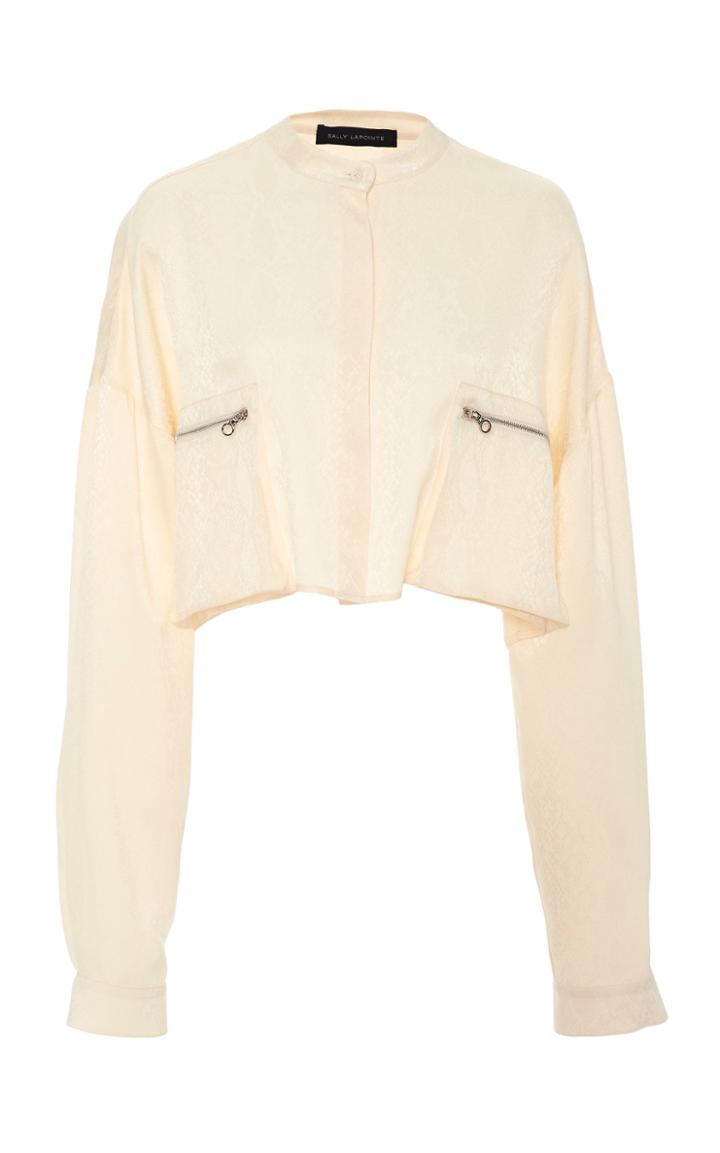 Sally Lapointe Cropped Snake-effect Crepe De Chine Utility Blouse