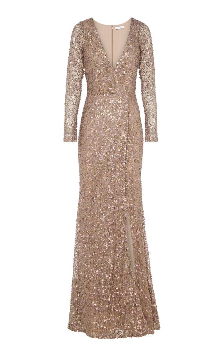 Rachel Gilbert Trixie Long Sleeve Hand Embellished Gown