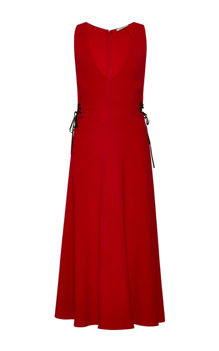 Tome Side Lace Up V-neck A-line Dress
