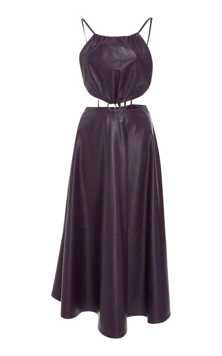 Zeynep Aray Backless Leather Midi Dress