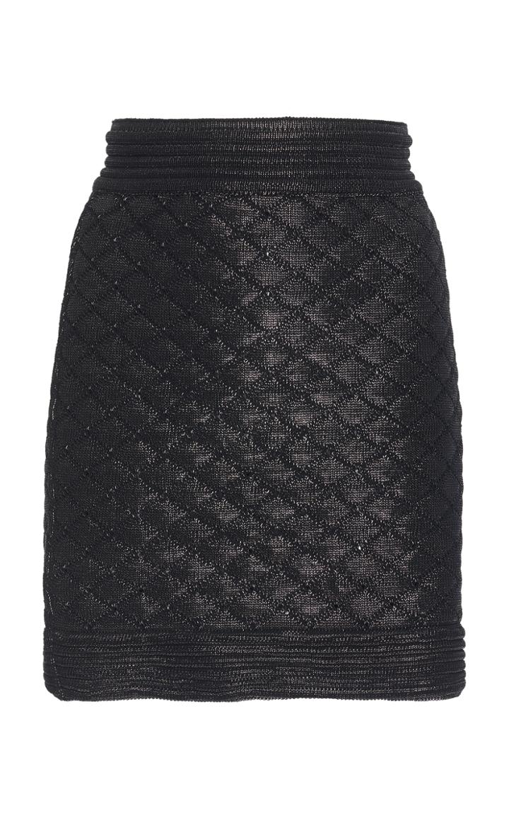 Balmain Quilted Metallic Skirt