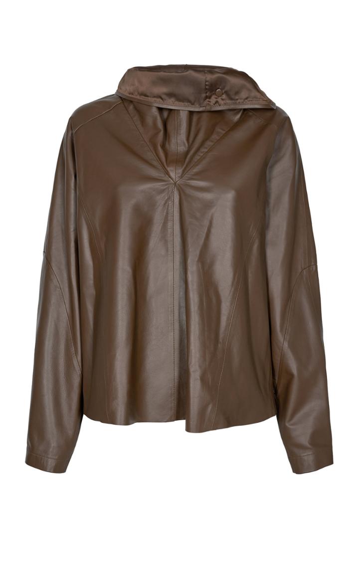 Moda Operandi Remain Sortie Cowl-neck Leather Top