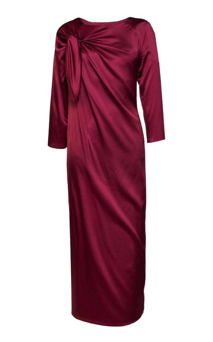 Lake Studio Gathered Tie-detailed Silk-blend Midi Dress