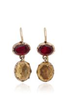 Vela 14k Gold Garnet And Topaz Earrings