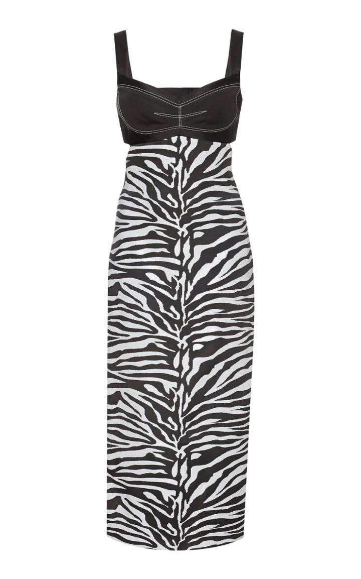 Prabal Gurung Two-tone Printed Midi Dress Size: 0