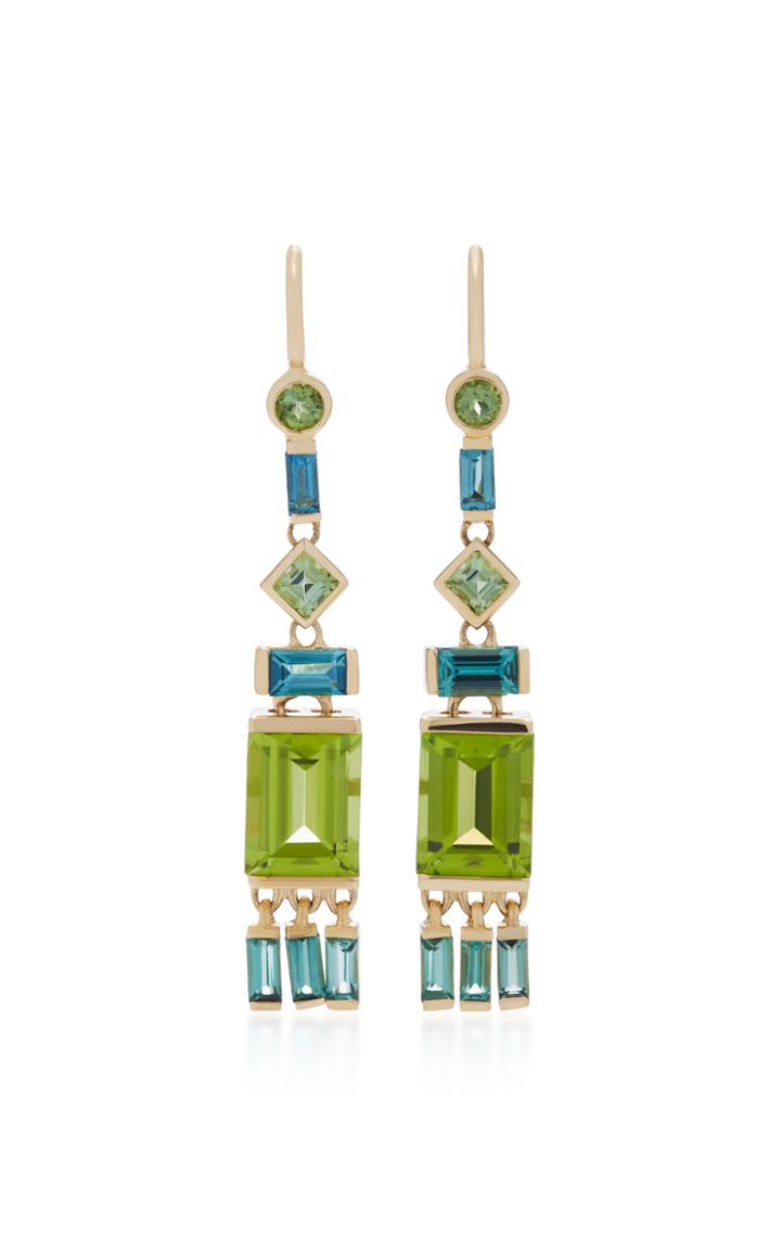 Jane Taylor 14k Gold Tassel Multi-stone Earrings