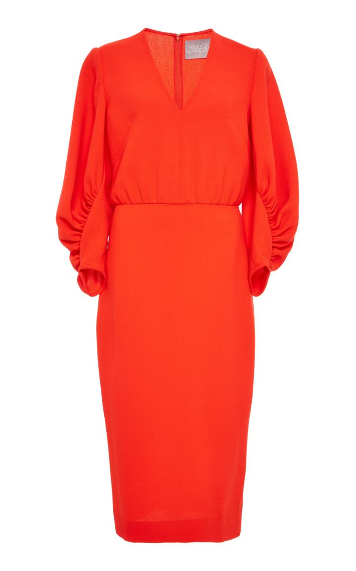 Lela Rose V-neck Full Sleeve Fitted Sheath