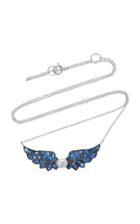 Nam Cho Small Angel Wing 18k White Gold Diamond And Sapphire Pendant