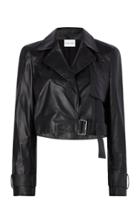 Michelle Waugh Cindy Cropped Leather Military Jacket