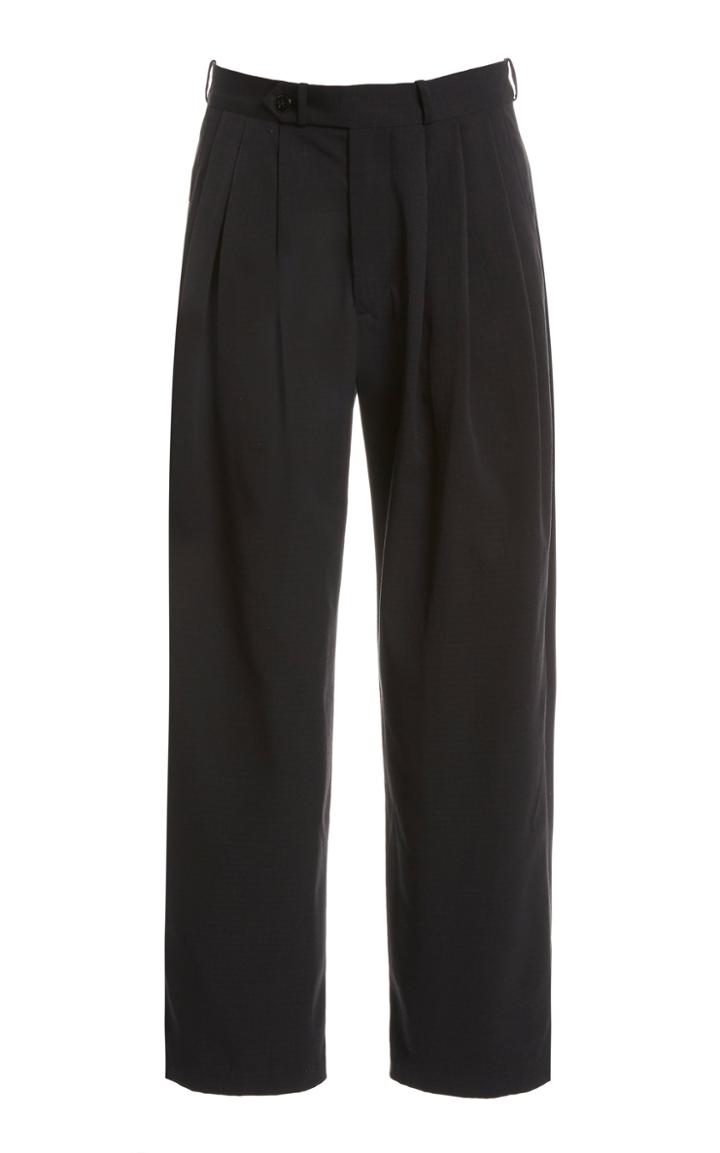 Monitaly Triple Tuck Cotton Tapered Pants