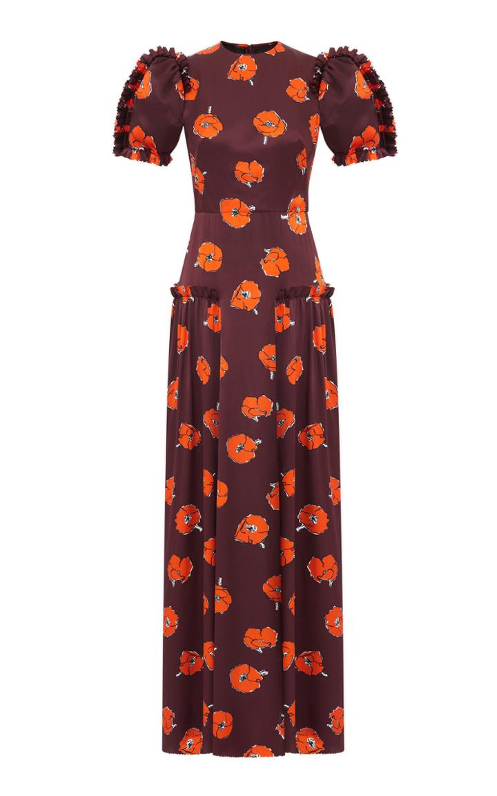 The Vampire's Wife Confessional Ruffled Floral Silk Maxi Dress