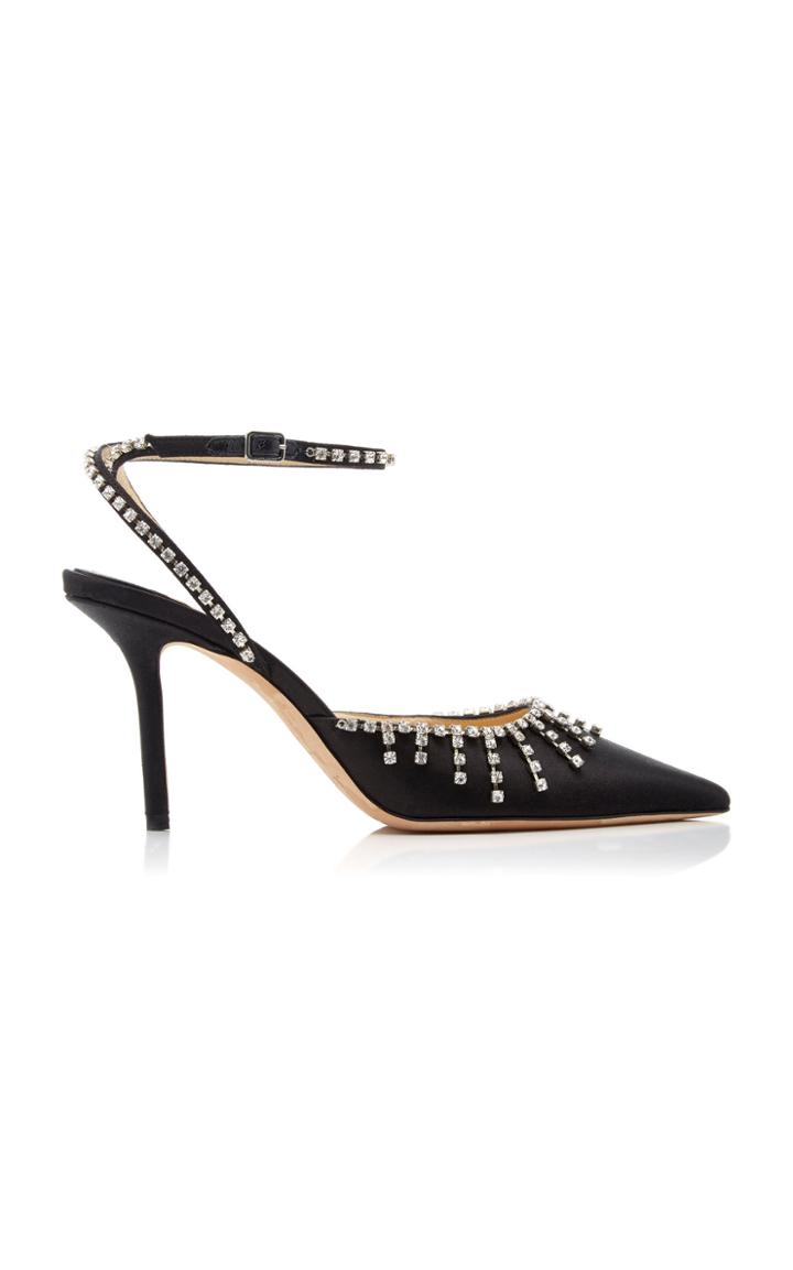 Jimmy Choo Exclusive Tatiara Crystal-embellished Satin Pumps