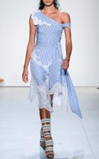 Jonathan Simkhai Scallop Cutout Embroidery Asymmetric Button Down Top