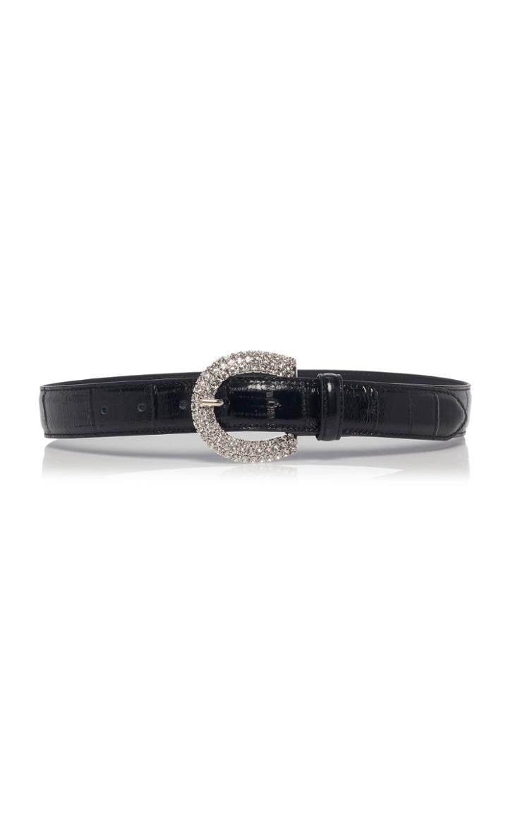 Alessandra Rich Crystal-embellished Leather Belt Size: S