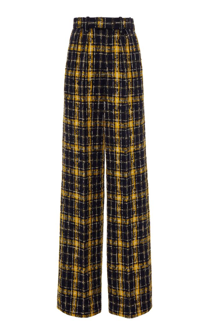 Moda Operandi Marc Jacobs Plaid Wool-blend Tweed Pleated Trousers Size: 00