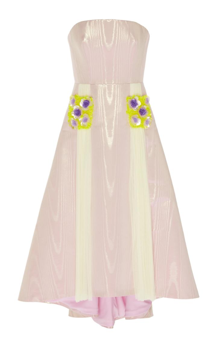 Delpozo Strapless Moir Dress
