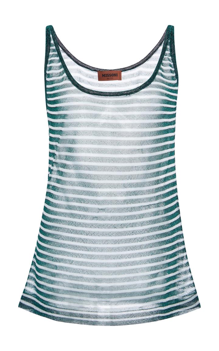 Moda Operandi Missoni Striped Metallic Trim Chiffon Top Size: 42