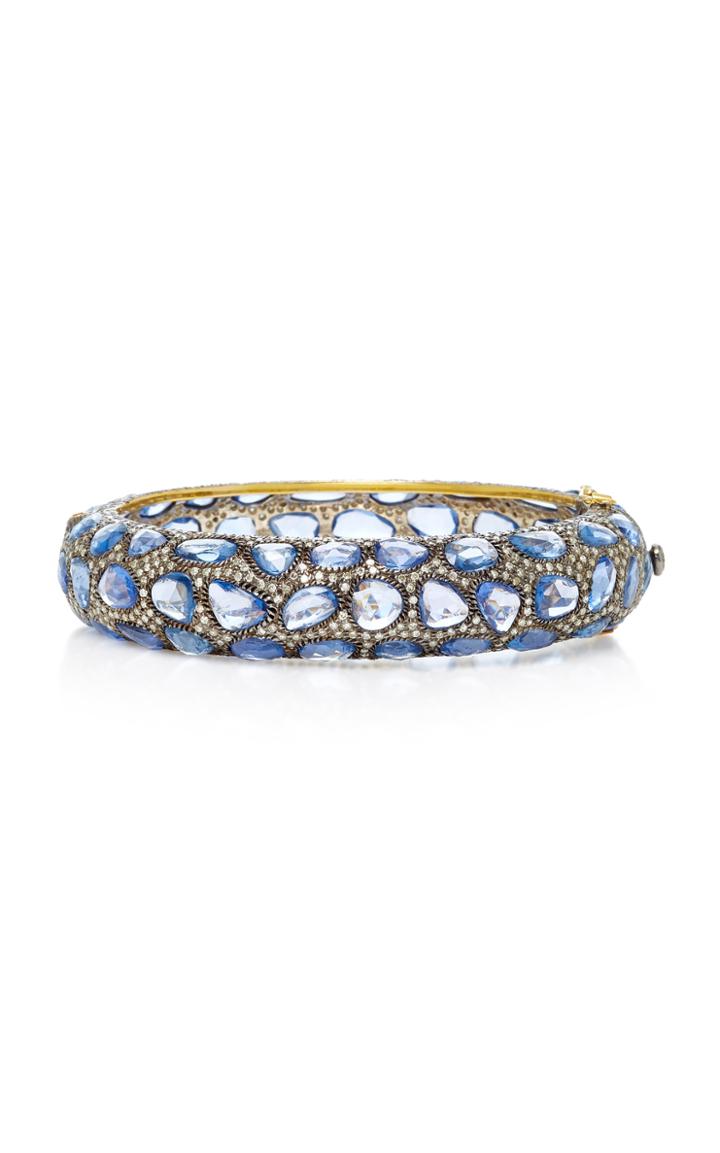 Sanjay Kasliwal 14k Gold Silver Sapphire And Diamond Bangle