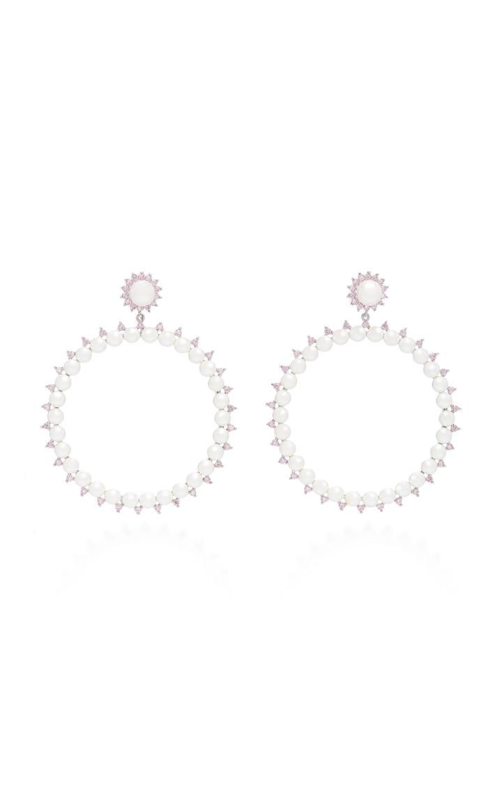 Fallon Exclusive Drama Pearl And Crystal Hoop Earrings