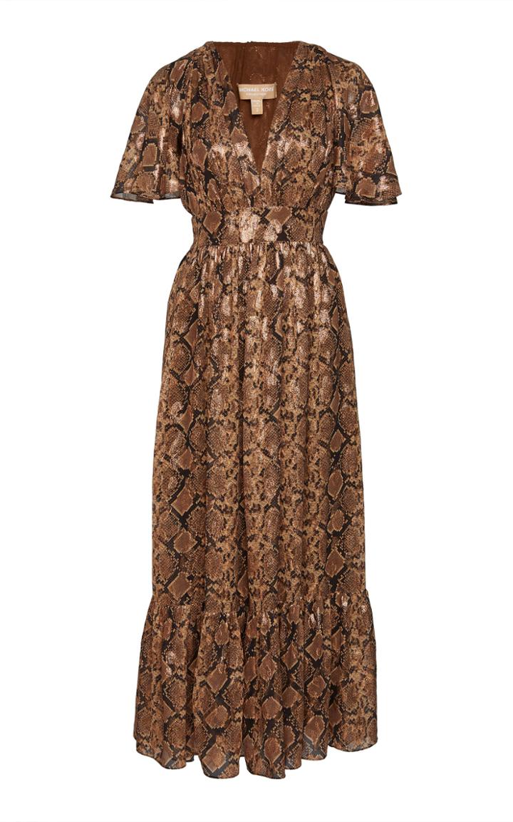 Michael Kors Collection Metallic Printed Silk-blend Dress