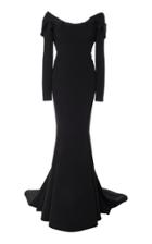 Zac Posen Bonded Crepe Off The Shoulder Gown