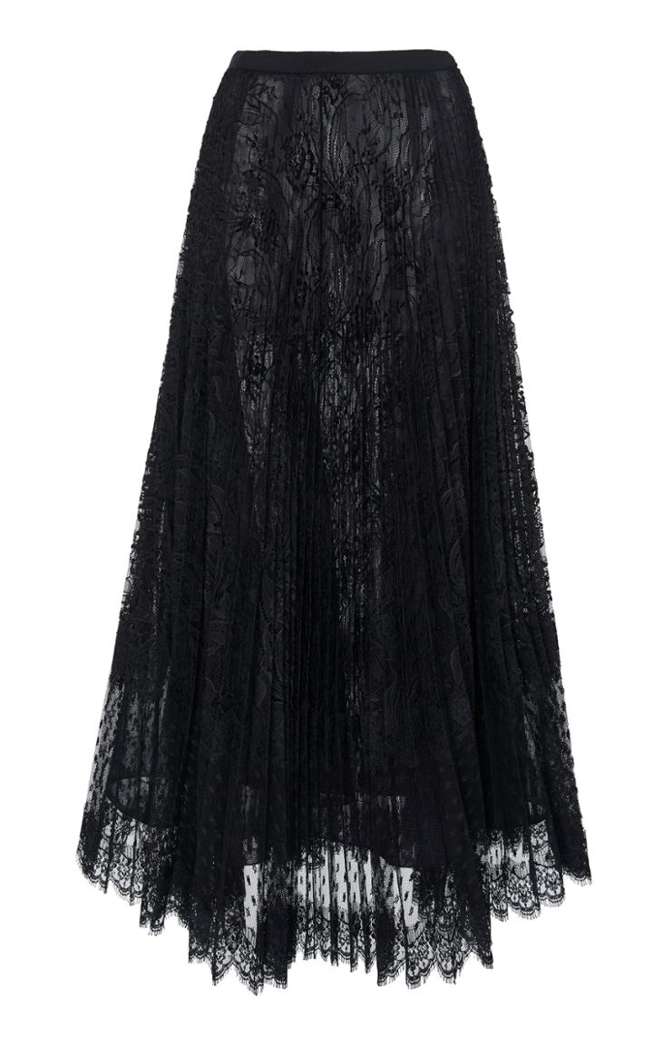 Moda Operandi Andrew Gn Pleated Chantilly Lace Skirt Size: 34