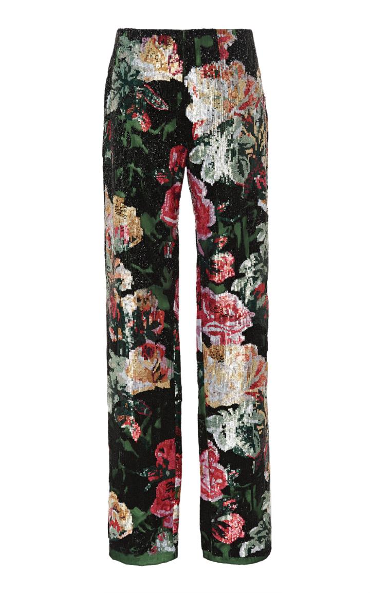 Richard Quinn Tulip Sequined Straight-leg Trousers