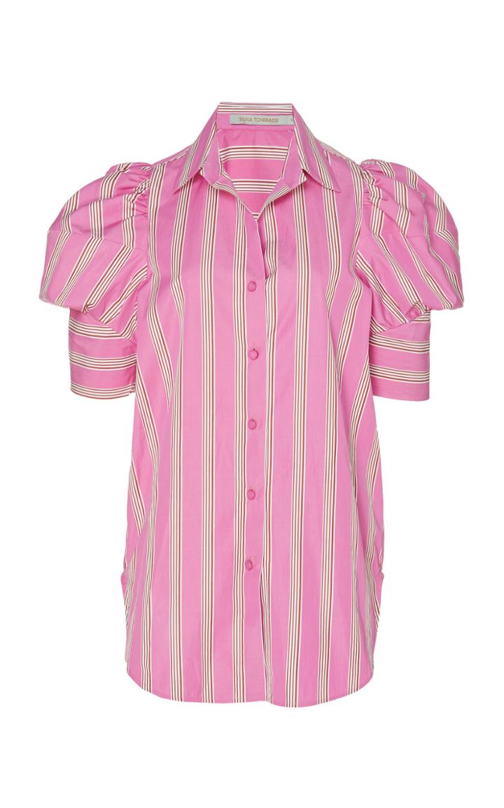 Silvia Tcherassi Budokan Puffed Sleeve Cotton-blend Top