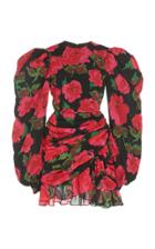 Richard Quinn Ruched Floral-print Chiffon Dress