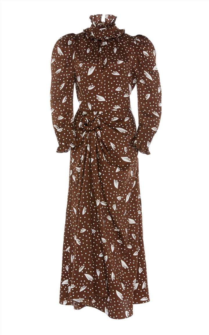 Alessandra Rich Printed Silk-jacquard Midi Dress