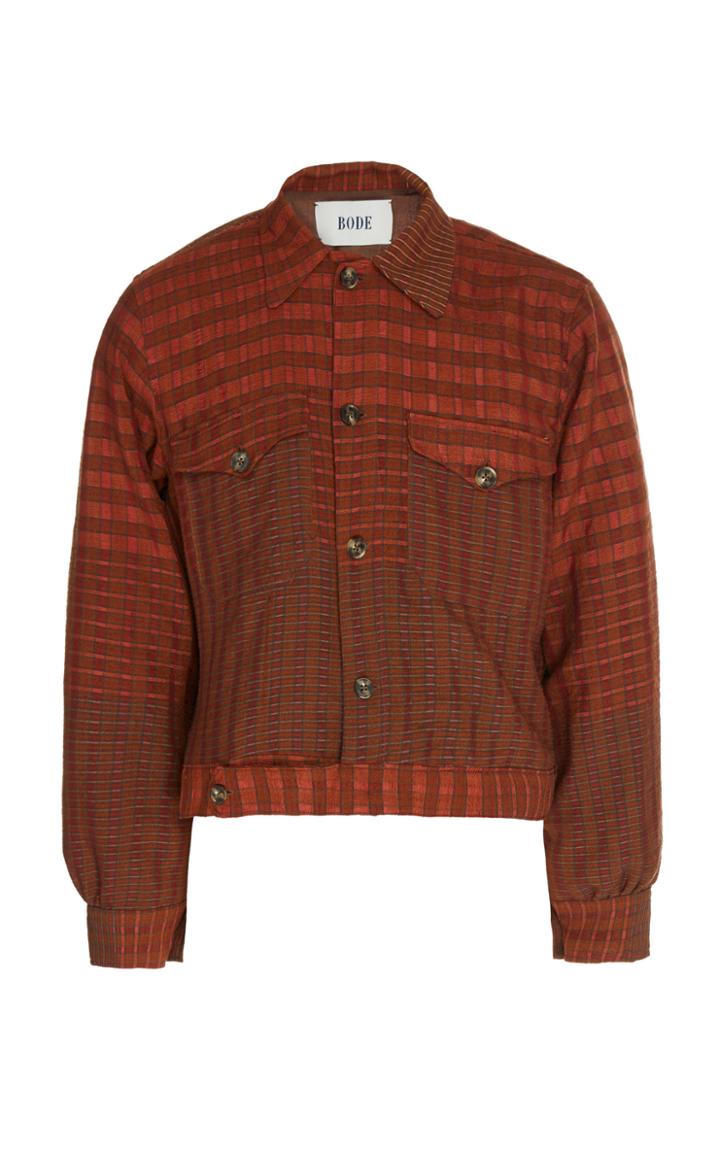 Bode Silk Wagon Plaid Cropped Jacket